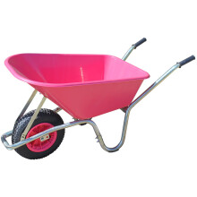 Pink Big Mucker 100L Wheelbarrow - 120kg Load, Pneumatic Wheel, Galvanised Frame, 4.80/4.00-8 Tyre