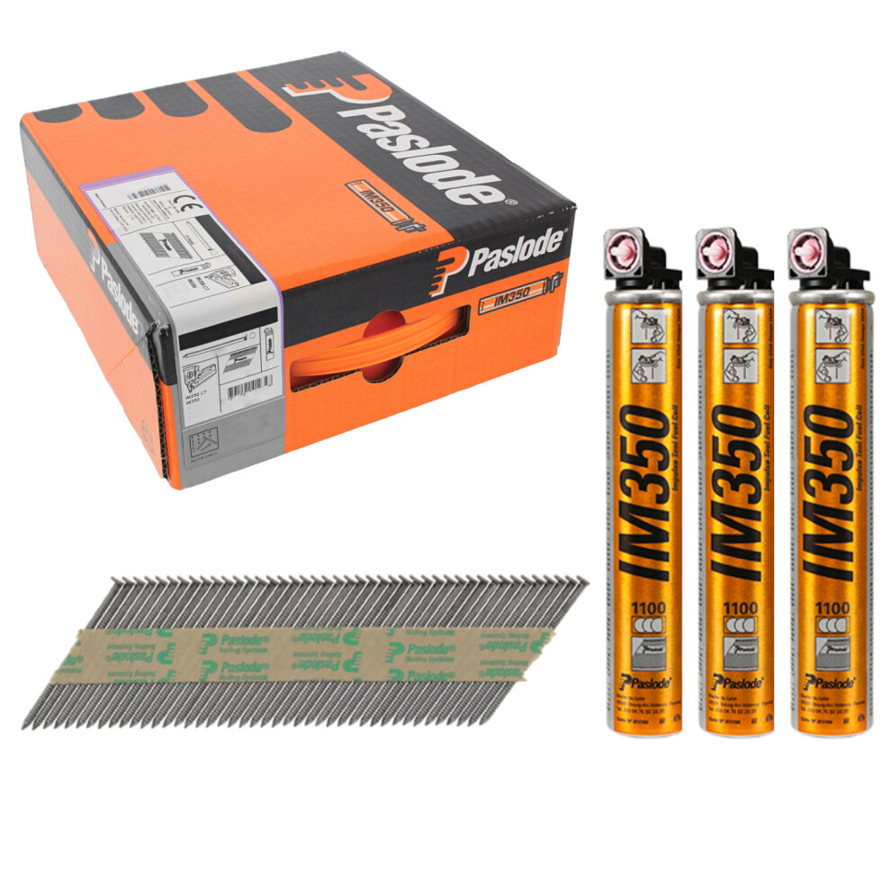 Paslode Im350+ Ring Shank Bright Nails - 2.8 X 51Mm (3300 Box + 3 Fuel Cells) 5701291412026