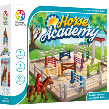 Smart Games - Pferdeakademie, Puzzle-Spiel mit 80 Herausforderungen, ab 7 Jahren, Schwarz
