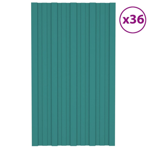 VidaXL vidaXL 36x Roof Panels Galvanised Steel Green Profile Sheet Shed Roof Panel