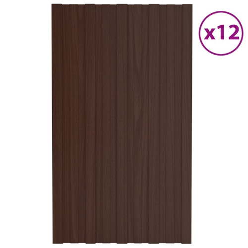 VidaXL vidaXL 12x Roof Panels Galvanised Steel Brown Profile Sheet Shed Roof Panel