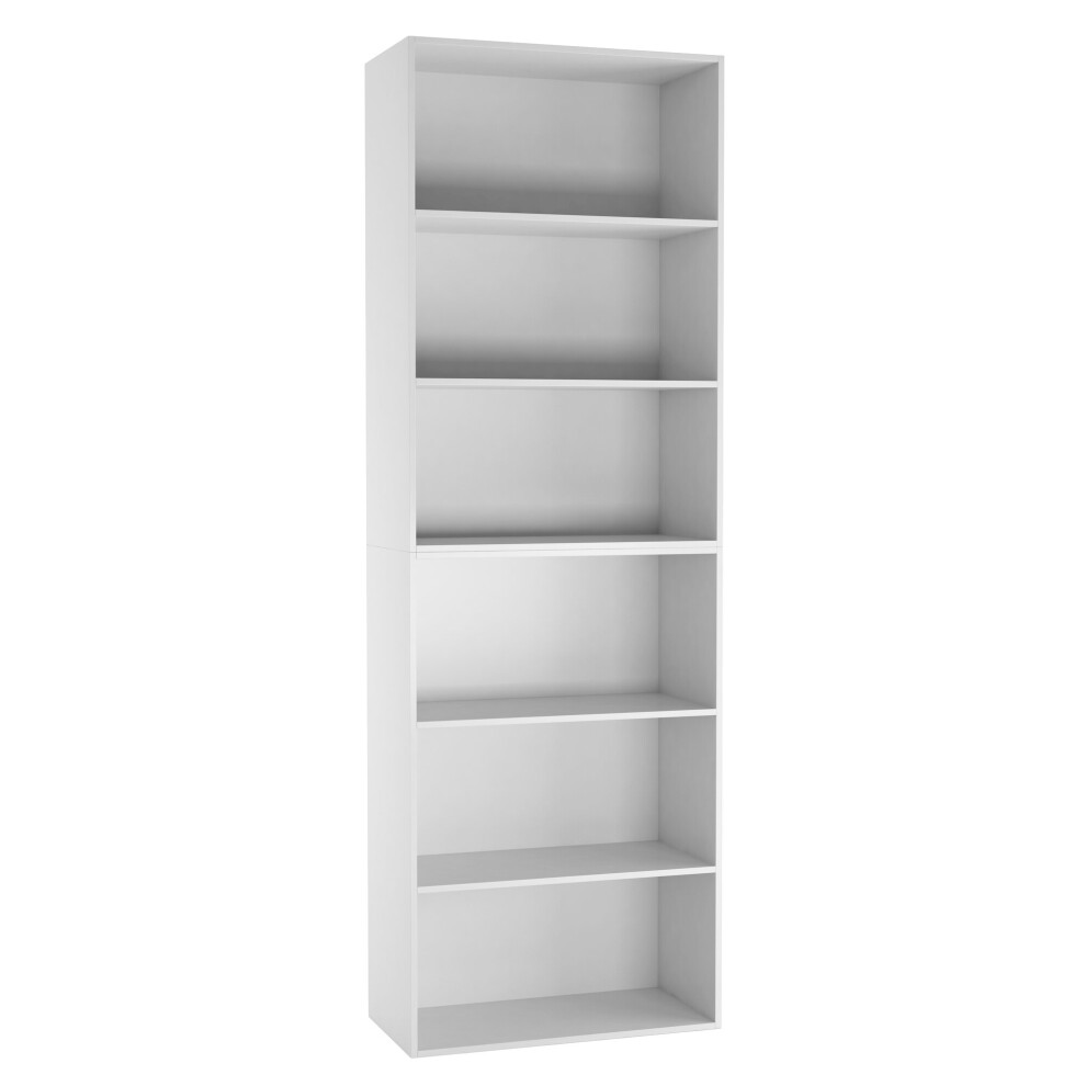 (White) Wide 6 Tier Book Shelf Bookcase Cabinet Display