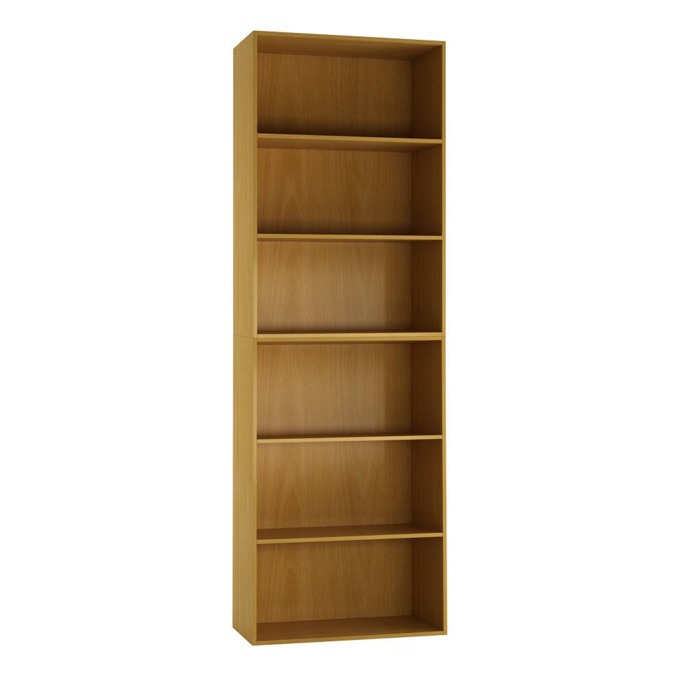 (Beech) Wide 6 Tier Book Shelf Bookcase Cabinet Display