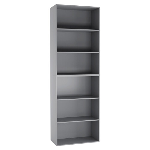 URBN Living (Grey) Wide 6 Tier Book Shelf Bookcase Cabinet Display