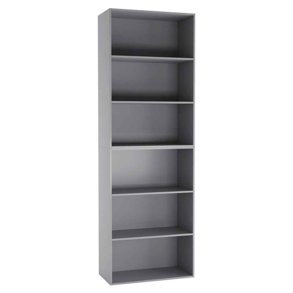 (Grey) Wide 6 Tier Book Shelf Bookcase Cabinet Display