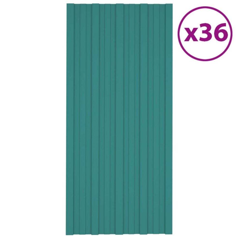 vidaXL 36x Roof Panels Galvanised Steel Green Profile Sheet Shed Roof Panel