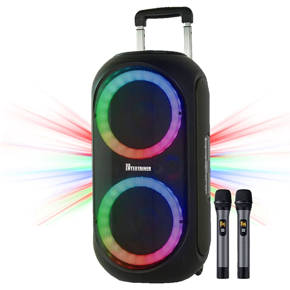 Pulsar Karaoke Machine. High Power 500W Portable Speaker with Party Light Effects & 2 Wireless Microphones