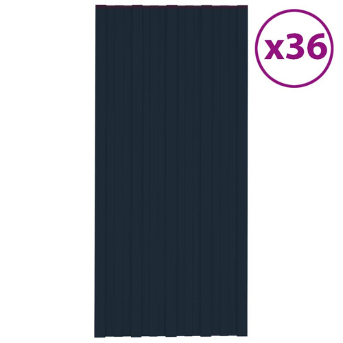 VidaXL vidaXL 36x Roof Panels Galvanised Steel Anthracite Garage Shed Roof Panel