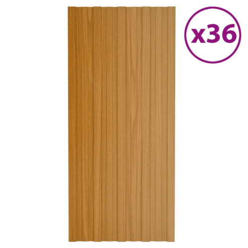 VidaXL vidaXL 36x Roof Panels Galvanised Steel Light Wood Garage Shed Roof Panel
