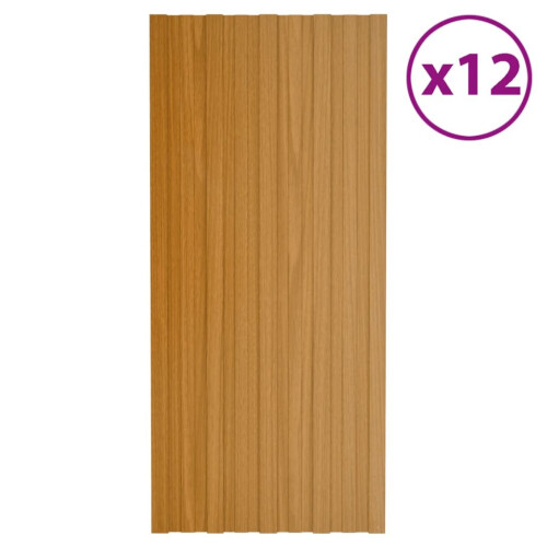 VidaXL vidaXL 12x Roof Panels Galvanised Steel Light Wood Garage Shed Roof Panel