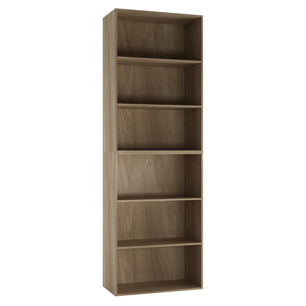 Urbn Living (Oak) Wide 6 Tier Book Shelf Bookcase Cabinet Display Brown