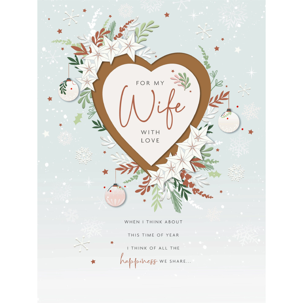 Wife Happiness We Share Foiled & Embellished Christmas Card Xmas Greeting Cards