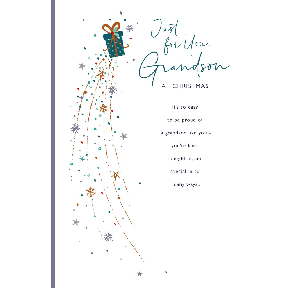 Just For You Grandson At Christmas Foiled Christmas Card Xmas Greeting Cards