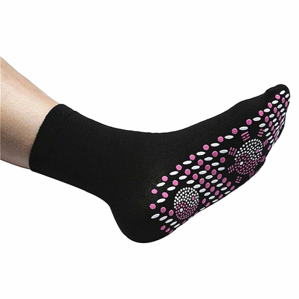 (Black) 1 Pairs Self-Heating Therapy Massage Socks