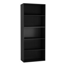 (Black) Wide 5 Tier Book Shelf Bookcase Cabinet Display