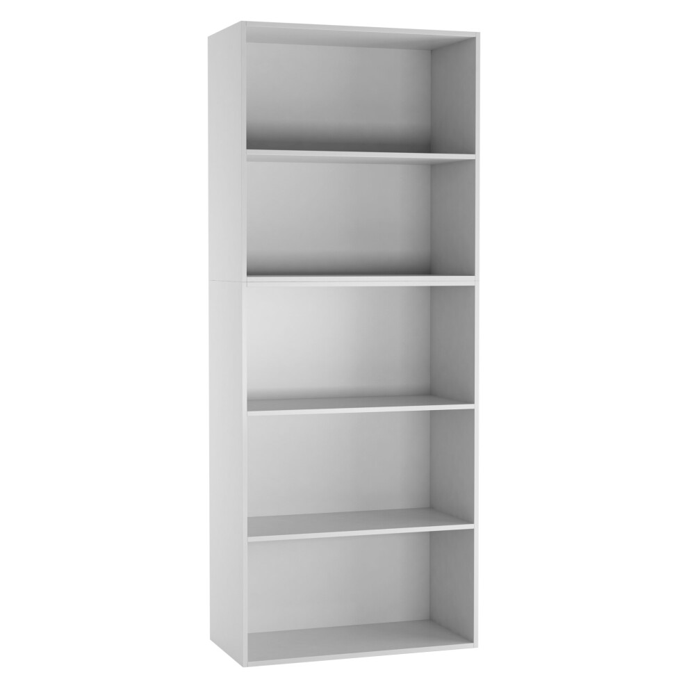 (White) Wide 5 Tier Book Shelf Bookcase Cabinet Display