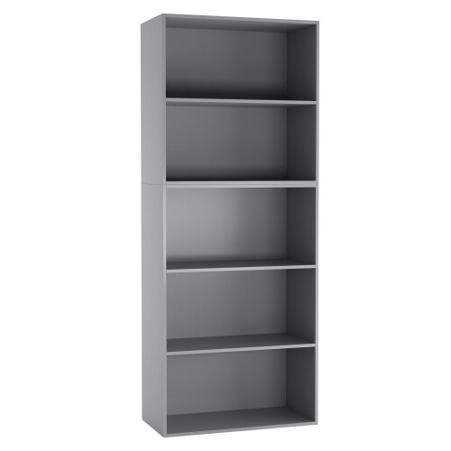 URBN Living (Grey) Wide 5 Tier Book Shelf Bookcase Cabinet Display