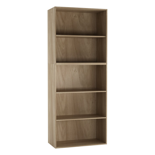 URBN Living (Oak) Wide 5 Tier Book Shelf Bookcase Cabinet Display