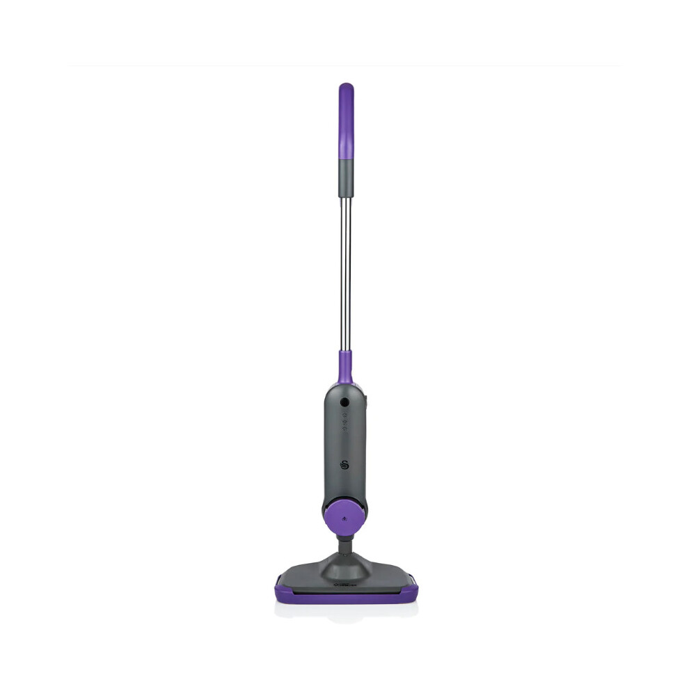 Swan Dirtmaster Steam Mop, Rapid-Heating, Multi-Surface, Chemical-Free, Kills 99.9% Germs, With Mop Pad & Carpet Glider, 1300W, Purple/Grey, SC30130N