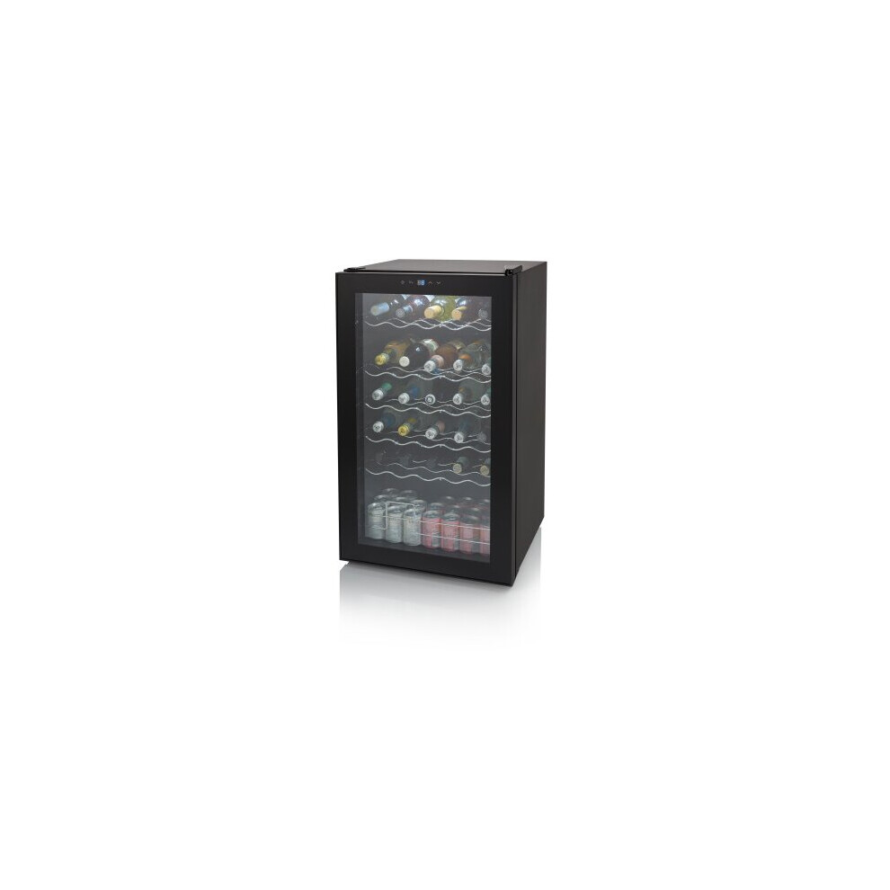 Swan SR12040BN 34 Bottle Glass Fronted Wine Cooler in Black
