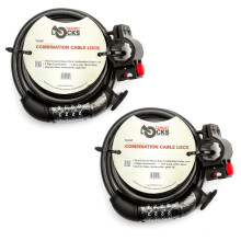 2x UK Target Bicycle 1.8m Steel 12mm Heavy Duty Combination Cable Lock Bike