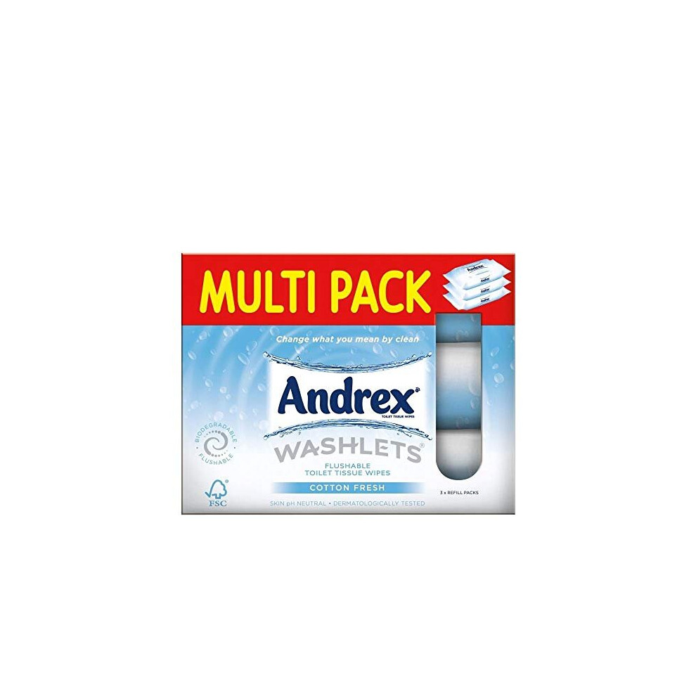 Andrex Classic Clean Flushable Washlets With Micellar Water, 3 Packs