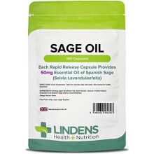 Lindens Sage Essential Oil 50mg Capsules - 100 Pack - Popular Food Supplement for Women During Menopause in A Rapid Release Softgel Capsule - UK