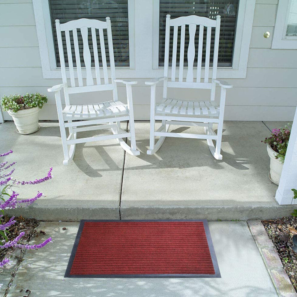 (RED DOOR MAT) Rubber Door Mat Indoor Outdoor House Entrance Skid RESISTANT Floor Carpet Rugs