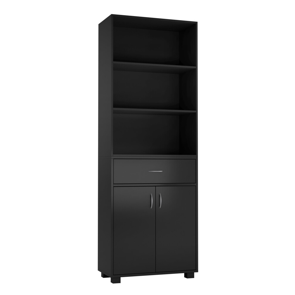 Urbn Living (Black) 5 Tier Wooden Display Bookcase Shelves Drawer