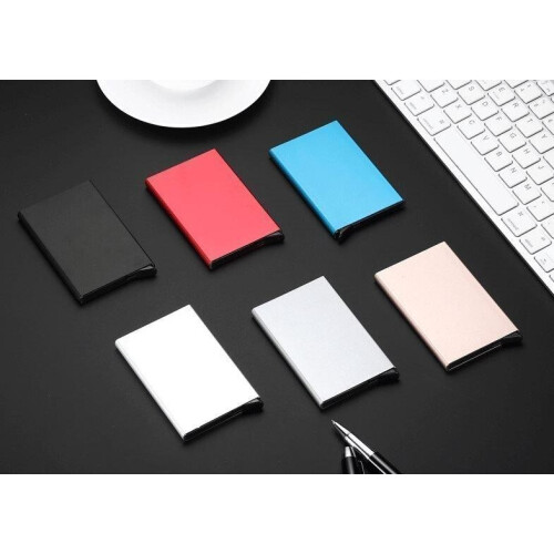 Pop-Up Card Holder - Protecteur de compartiment en aluminium (RFID secure) Couleur bleue 2