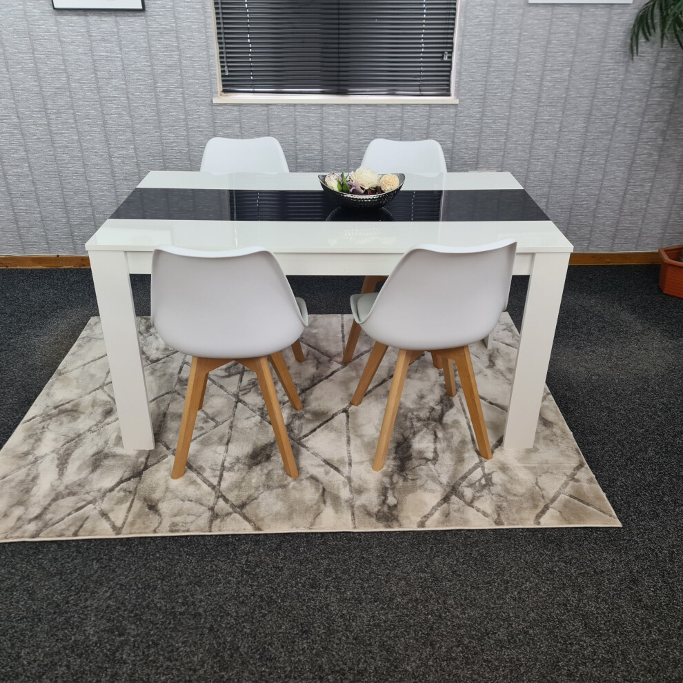 White Black Kitchen Dining Table and 4 White Tulip Chairs