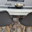 White Black Kitchen Dining Table (140X80X75cm) and 4 Grey Tulip Chairs 9