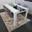 White Black Kitchen Dining Table (140X80X75cm) and 4 Grey Tulip Chairs 4