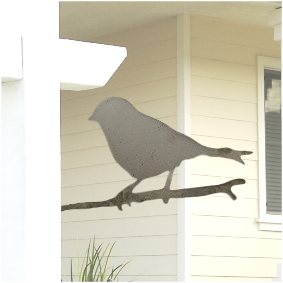 Black Metal Sparrow Garden Art Mount on Branch Fence Tree or Post