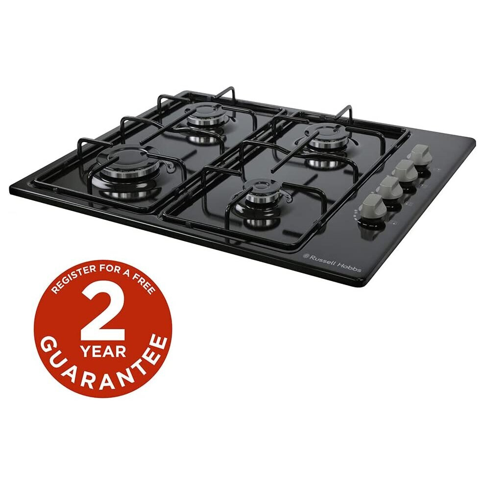 Russell Hobbs Rh60Gh401B 59Cm Wide 4Burner Black Gas Hob on OnBuy