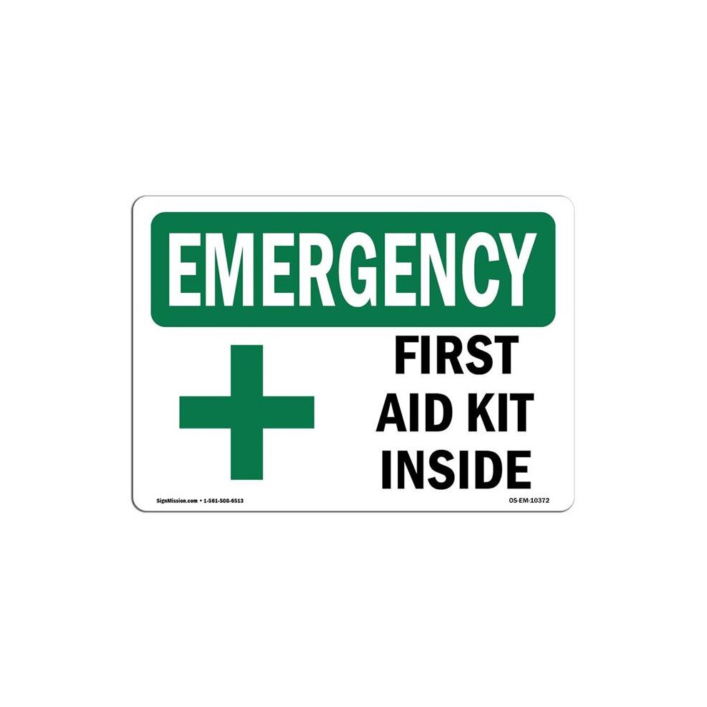 SignMission OS-EM-D-710-L-10372 7 x 10 in. OSHA Emergency Sign - First Aid Kit Inside with Symbol-image-OPC-PB598Z7-NEW