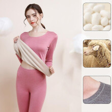 (Pink, L) Thermal Underwear Set Seamless Stretch Warm Base Layer Set For Men Women