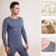 (Navy Blue, L) Thermal Underwear Set Seamless Stretch Warm Base Layer Set For Men Women