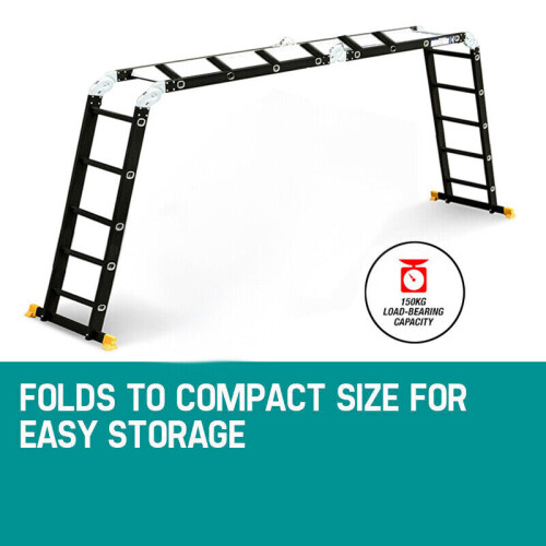 5.7M Aluminium Folding Ladder Extension Step Telescopic Ladder 1
