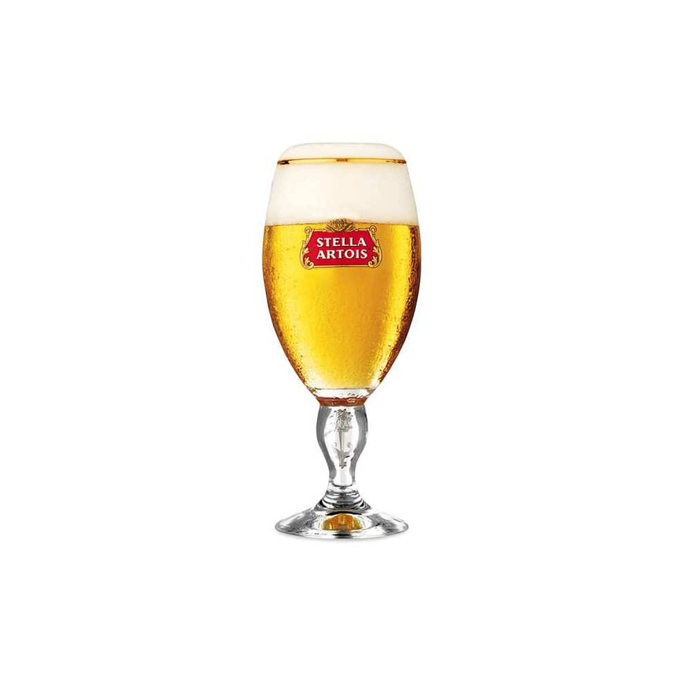 Stella Artois International Chalice Half Pint Glasses CE 10oz / 280ml - Set of 4 Beer Glasses with Gold Rim Chalice Glasses, Stella Branded Glasses,