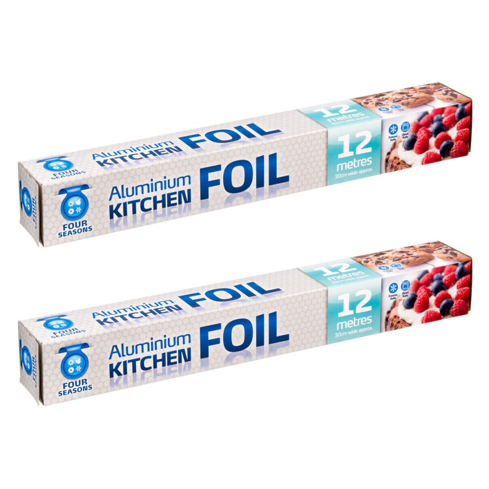 2 x Kitchen Tin Foil Aluminium Rolls Wrapping Cooking Storing Food