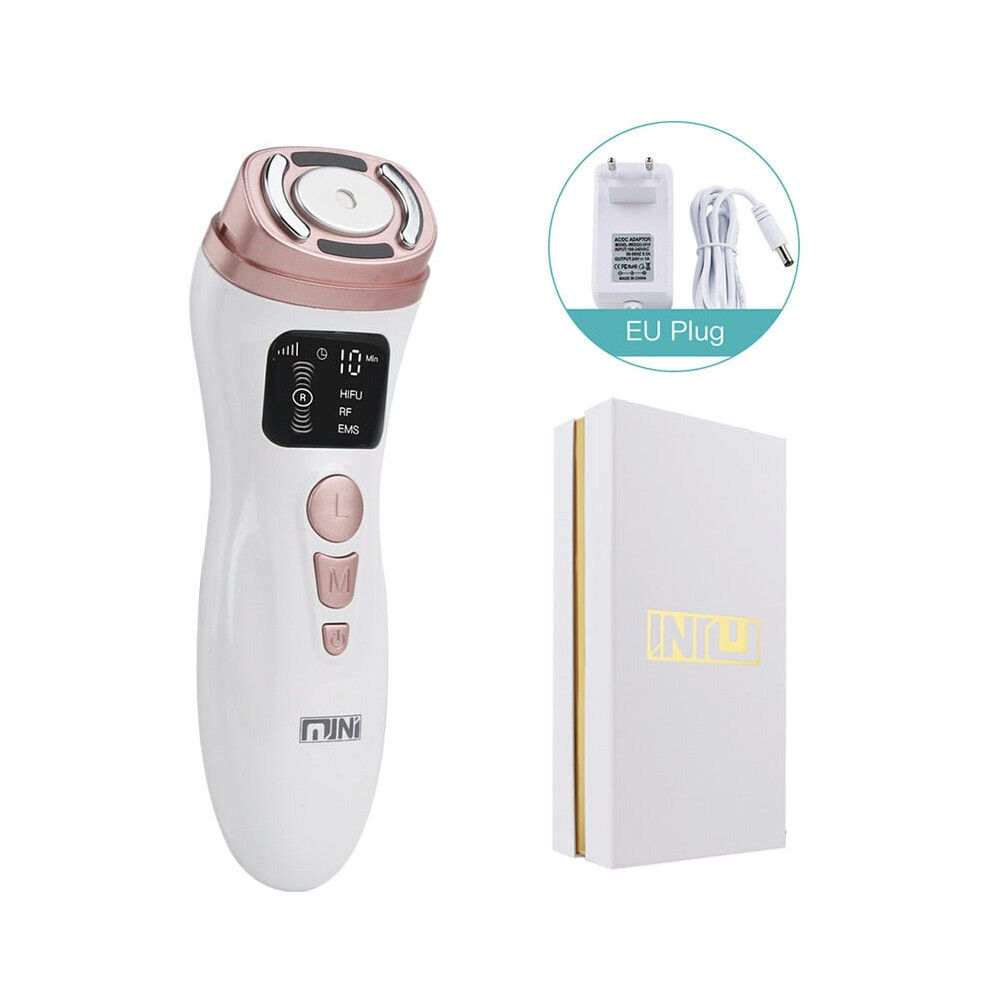 Hcsc (Eu Plug) 3 In 1 Mini Hifu Face Machine Ultrasound Rf Ems Facial Beauty Device Neck Lifting Tightening Skin Rejuvenation Skin Care Product