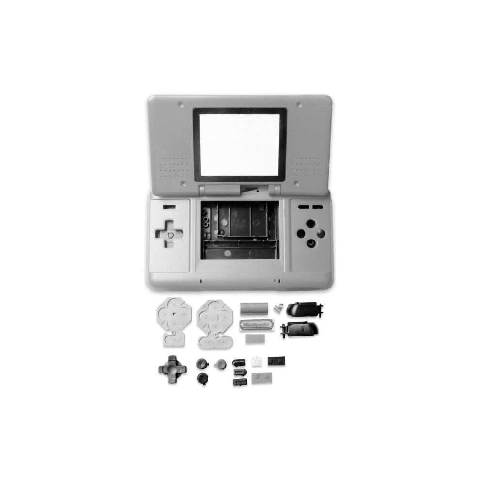 (Silver gray) NDS Controller Housing Case Cover with Buttons For Nintend DS Game Console