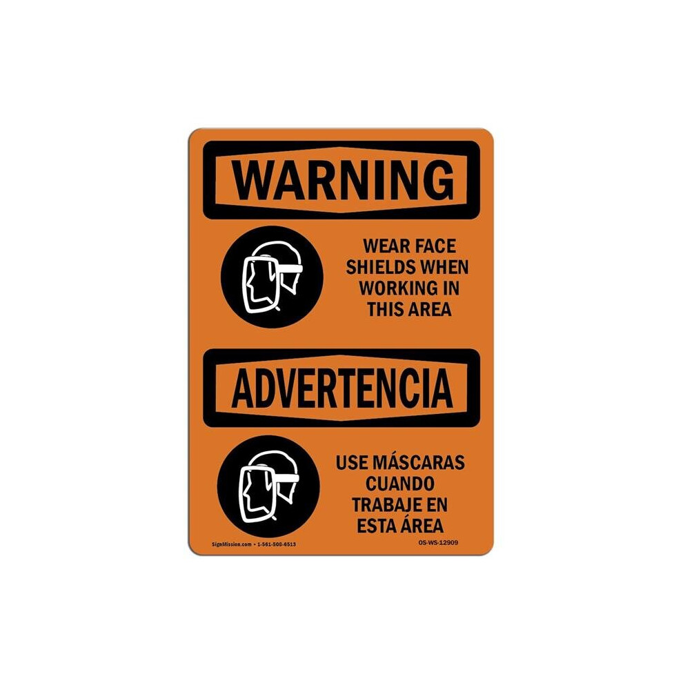 SignMission OS-WS-A-1014-L-12909 10 x 14 in. OSHA Warning Sign - Wear Face Shields When Working Bilingual-image-OPC-PB59GMZ-NEW