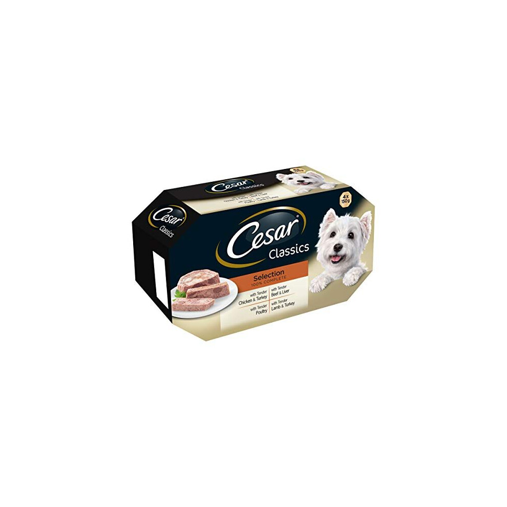 Cesar Classics Wet Dog Food for Adult Dogs, 4 x 150g