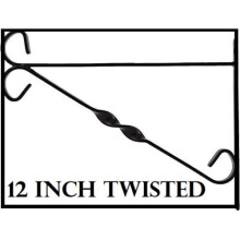(12 INCH TWISTED HANGING BASKET BRACKET) GARDEN HANGING BASKET. WALL BRACKETS & JUTE LINER