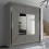 (203cm, Grey) Modern Sliding Wardrobe with Mirror-Door 1