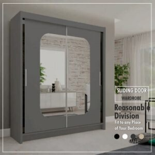(Grey, 203cm ) Marika Sliding Wardrobe LED Light 1