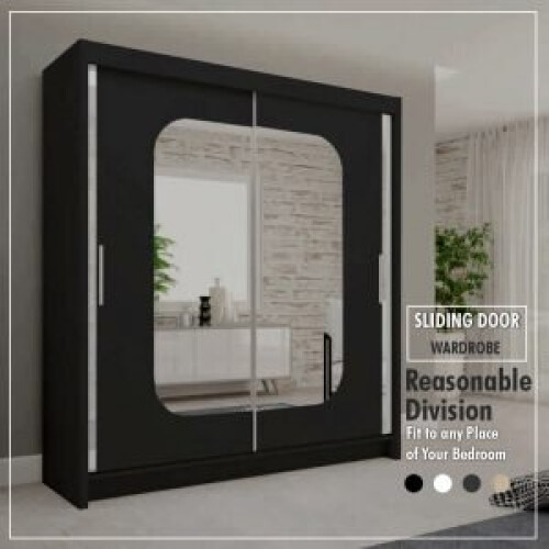(Black, 203cm ) Marika Sliding Wardrobe LED Light 1