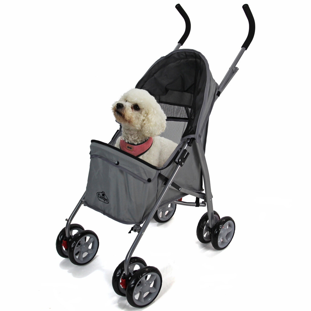 Pet Dog Puppy Stroller Pram Pushchair in Grey Easipet